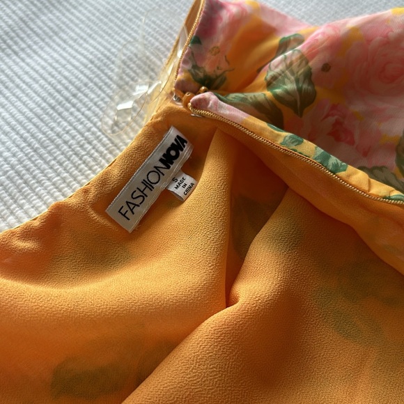 Tube top floral yellow green pink dress - Picture 6 of 6
